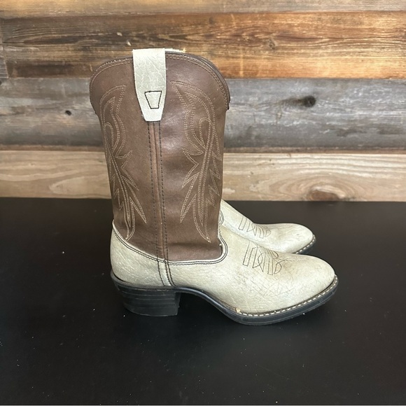 Bronco Youth Beige & Brown Western Boots 6D Festival Cowboy Rodeo Country Music - Picture 4 of 9